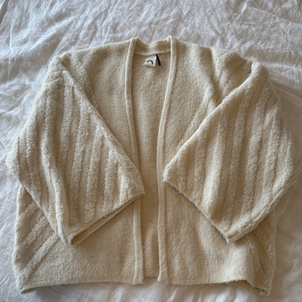 Anthropologie Cream Textured Cardigan